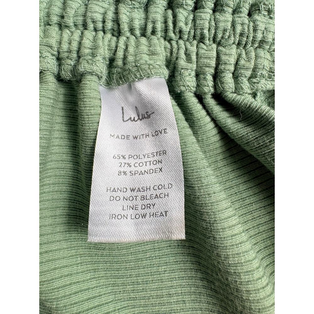 Lulus Over and Over Sage Green Ribbed Drawstring Ruched Bodycon Dress Size M - Picture 7 of 11